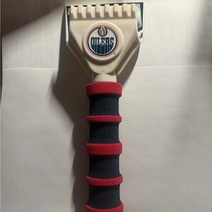 NHL Oilers White and Red Ice Scraper